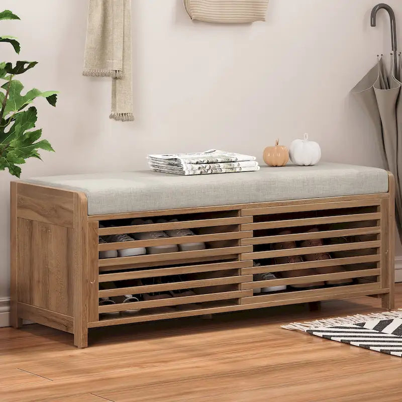 Shutter Storage Bench with Acacia Veneer