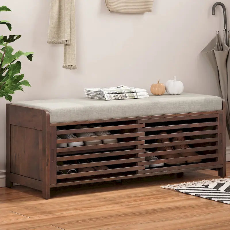 Shutter Storage Bench with Acacia Veneer