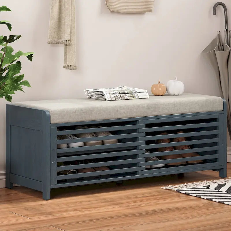 Shutter Storage Bench with Acacia Veneer