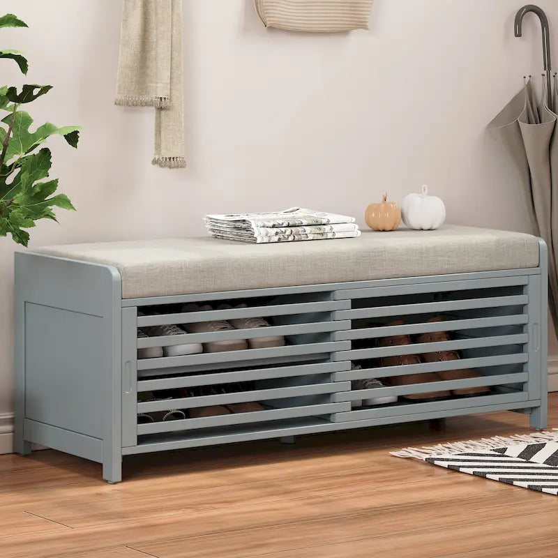 Shutter Storage Bench with Acacia Veneer