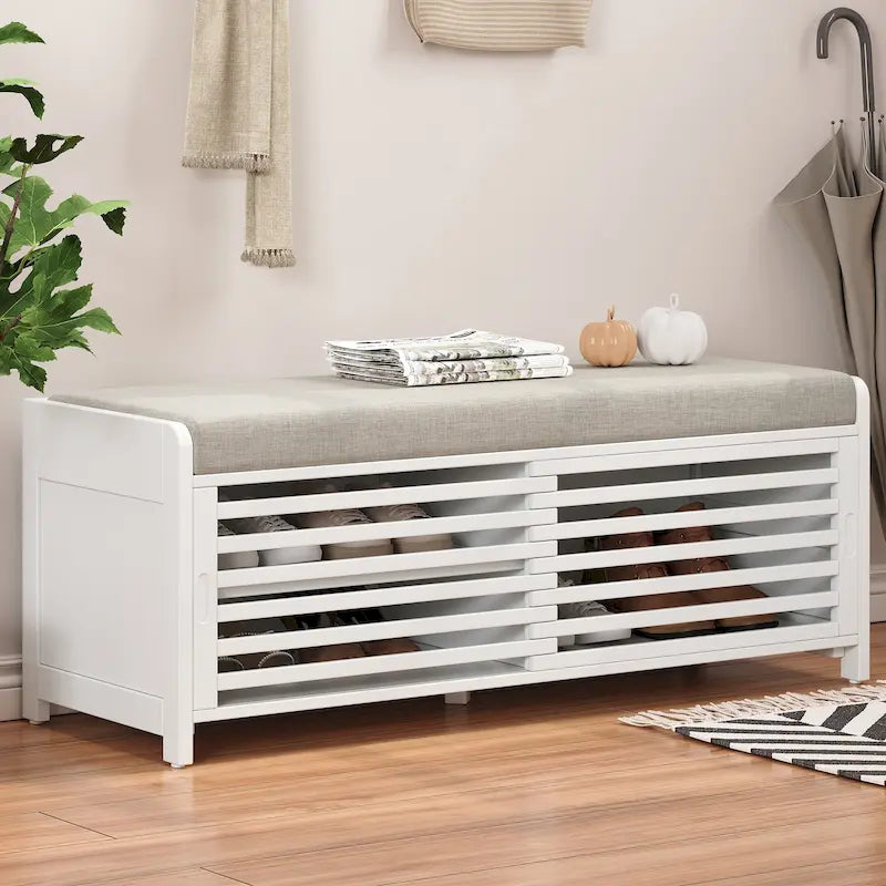 Shutter Storage Bench with Acacia Veneer
