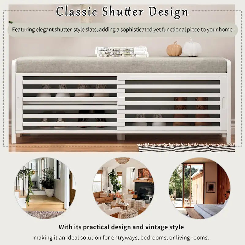 Shutter Storage Bench with Acacia Veneer