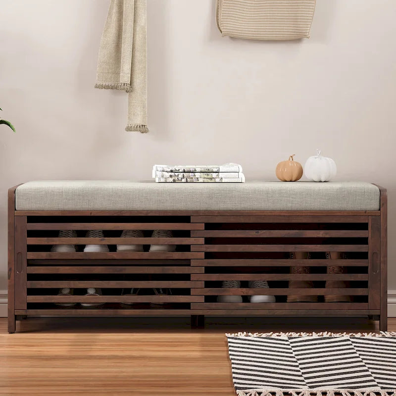 Shutter Storage Bench with Acacia Veneer
