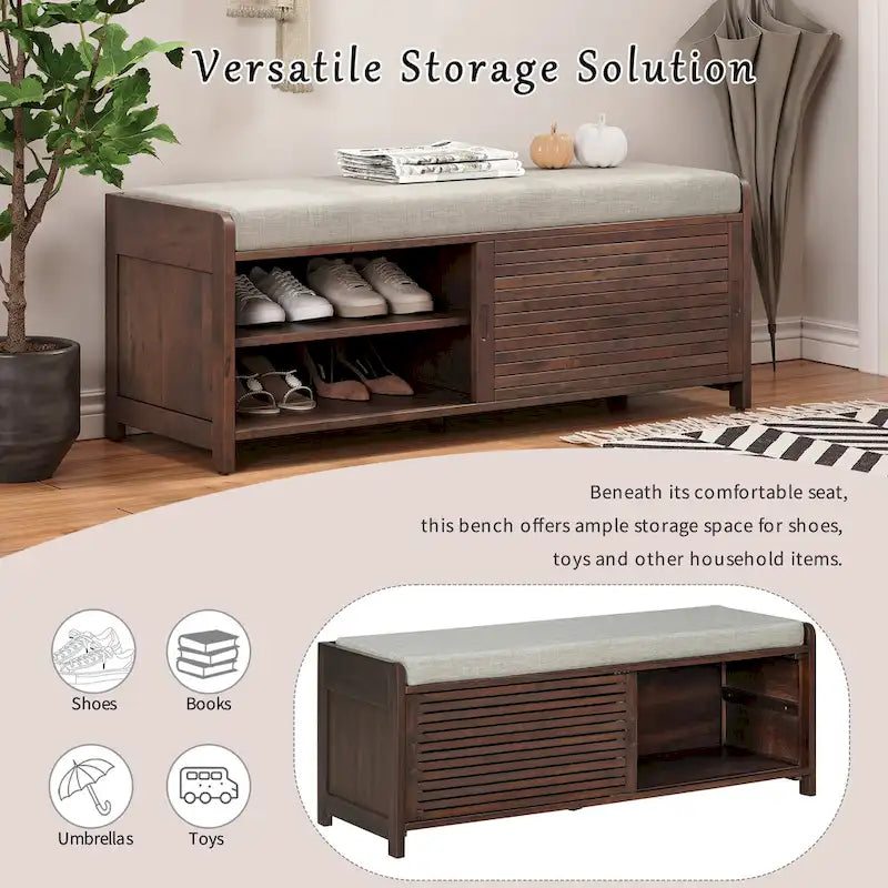 Shutter Storage Bench with Acacia Veneer