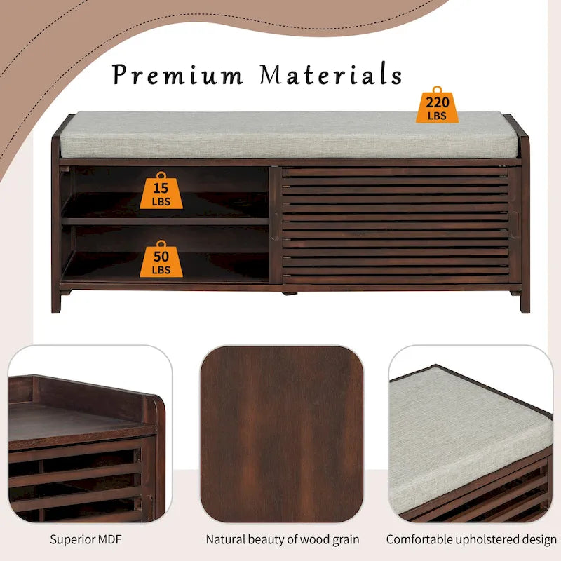 Shutter Storage Bench with Acacia Veneer