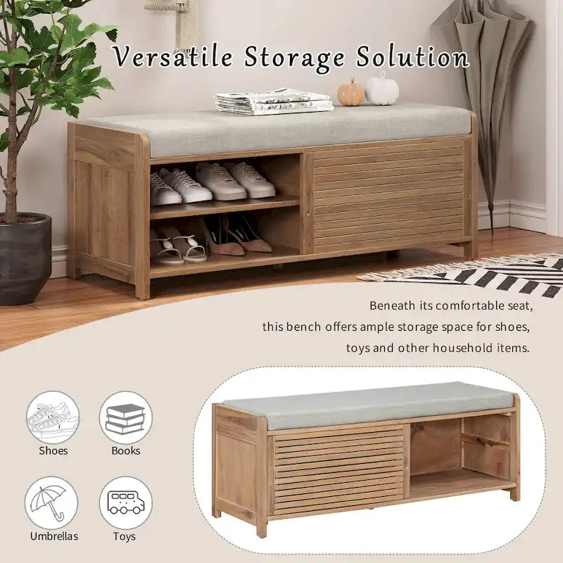 Shutter Storage Bench with Acacia Veneer