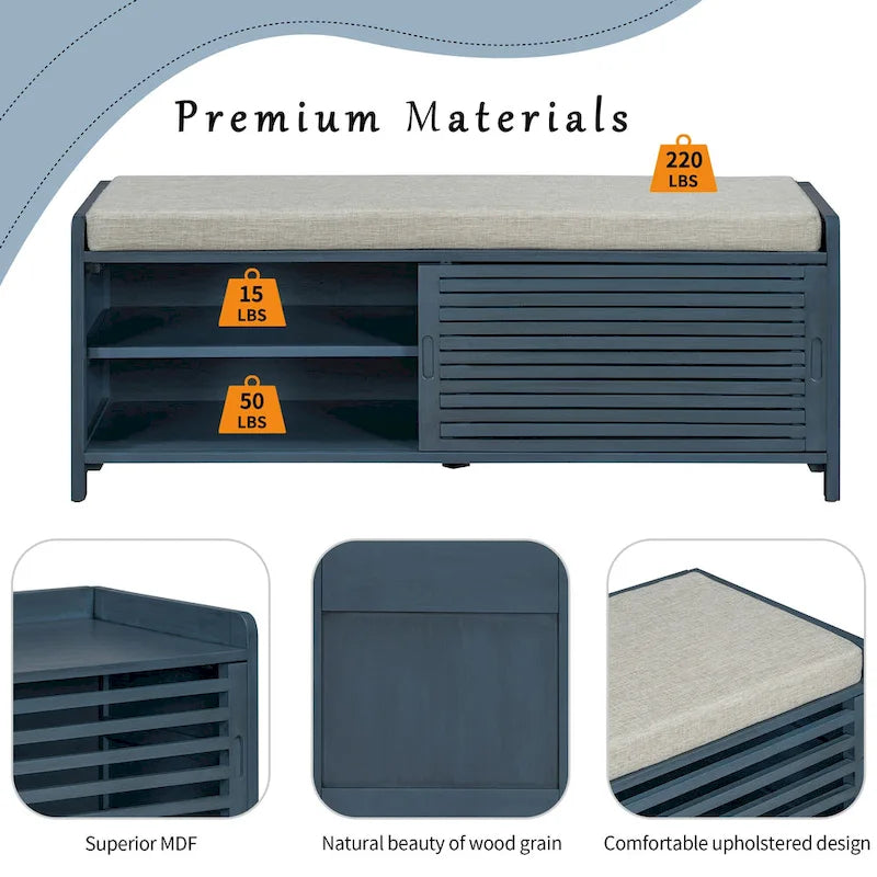 Shutter Storage Bench with Acacia Veneer