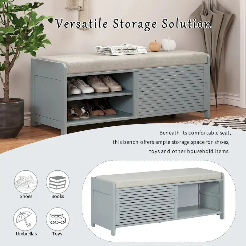 Shutter Storage Bench with Acacia Veneer