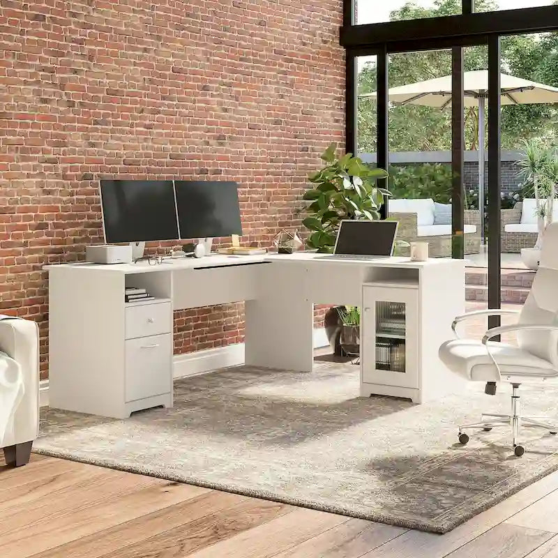 72W L-Shaped Computer Desk with Storage