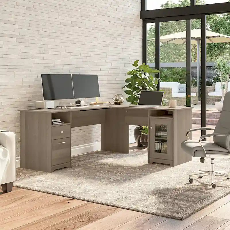 72W L-Shaped Computer Desk with Storage