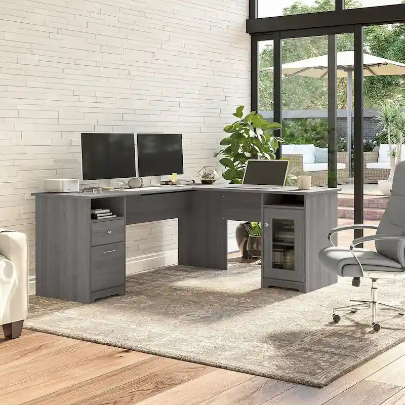 72W L-Shaped Computer Desk with Storage
