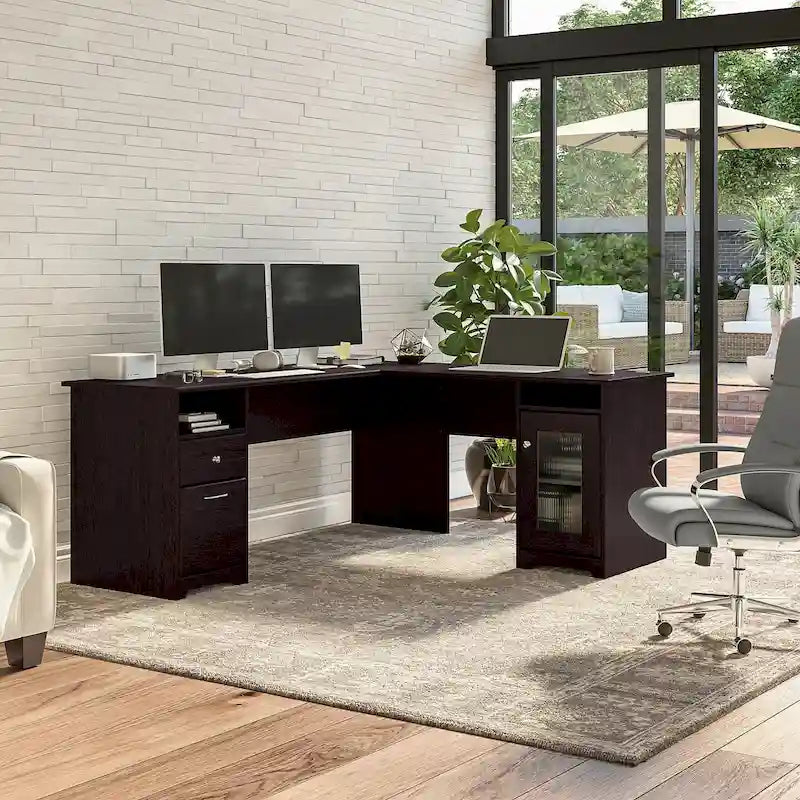 72W L-Shaped Computer Desk with Storage