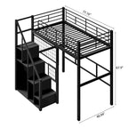 Twin Loft Bed with Storage Staircase and Wardrobe