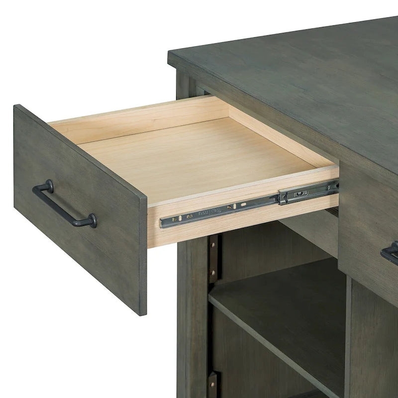 Kitchen Island with Extendable Table, USB Outlets and Storage