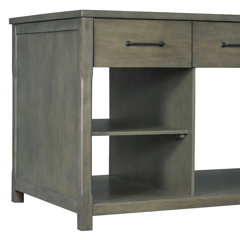 Kitchen Island with Extendable Table, USB Outlets and Storage