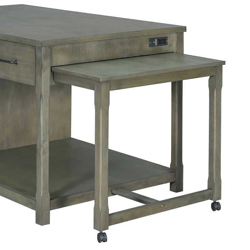Kitchen Island with Extendable Table, USB Outlets and Storage