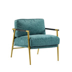 Fauteuil met metalen frame en houten armleuningen