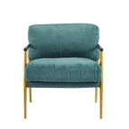 Fauteuil met metalen frame en houten armleuningen