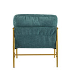 Fauteuil met metalen frame en houten armleuningen
