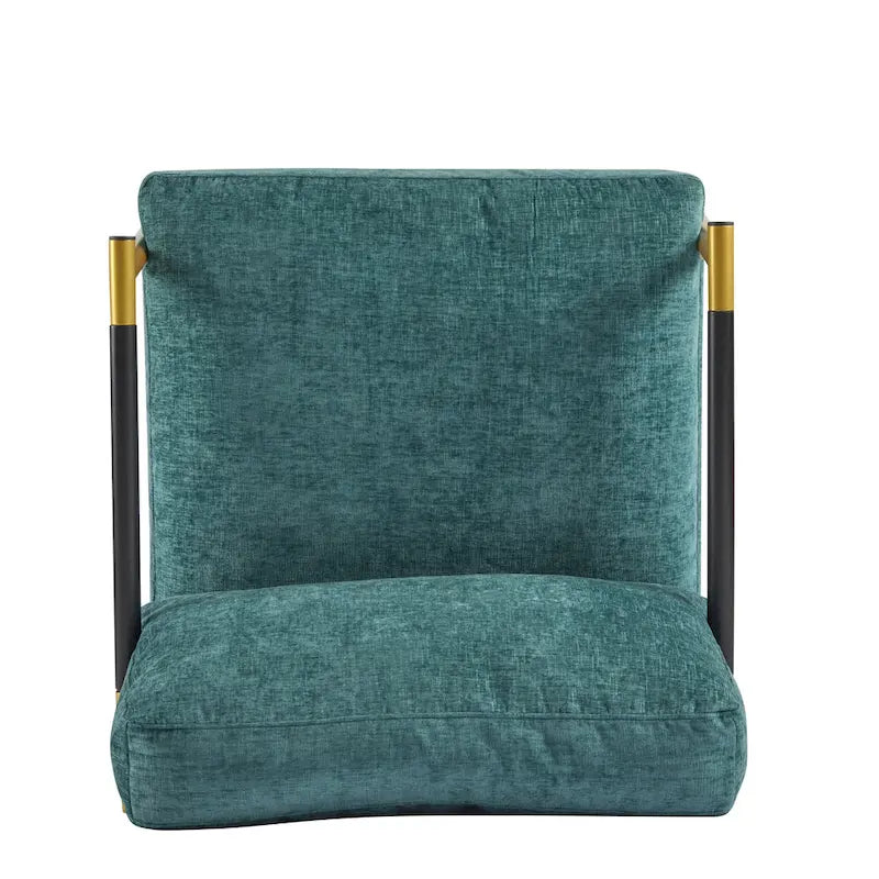 Fauteuil met metalen frame en houten armleuningen