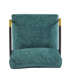 Fauteuil met metalen frame en houten armleuningen