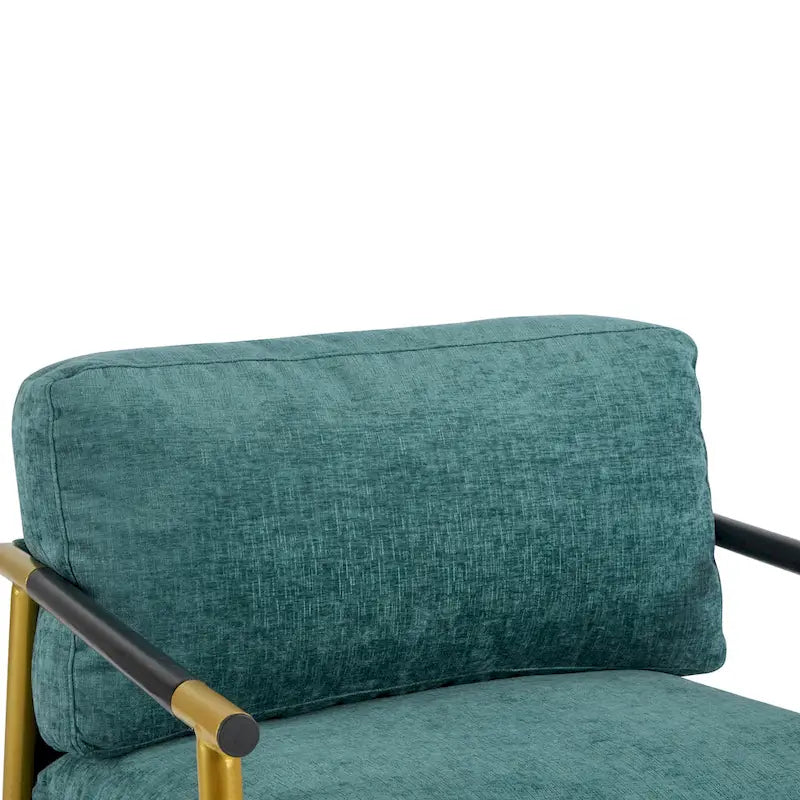 Fauteuil met metalen frame en houten armleuningen