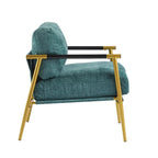 Fauteuil met metalen frame en houten armleuningen