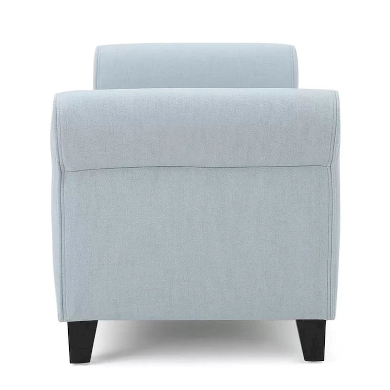 50-Inch Storage Ottoman Bench with Rolled Arms – Light Blue