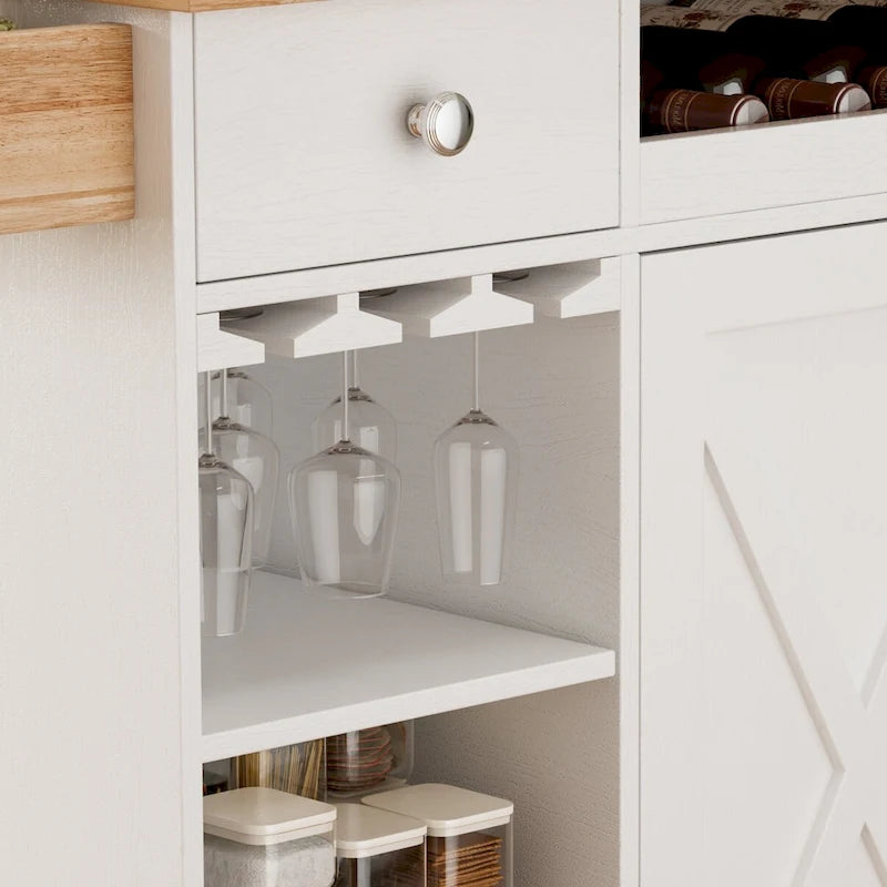 44-Inch Rolling Kitchen Island Cart with Solid Wood Top