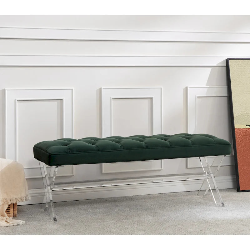 Fluwelen Acryl Bench met Kwastjes 48x18x18
