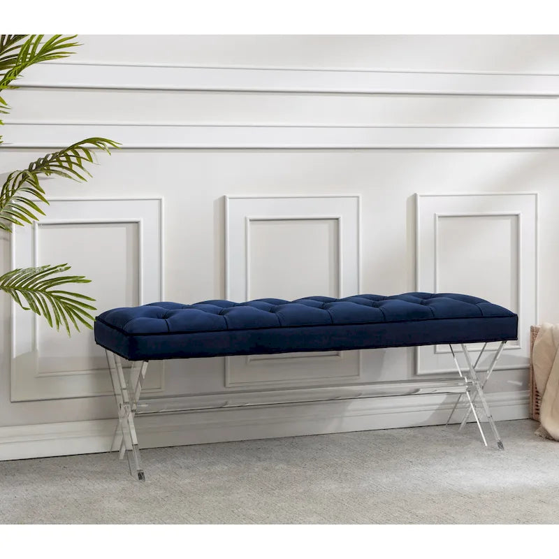 Fluwelen Acryl Bench met Kwastjes 48x18x18