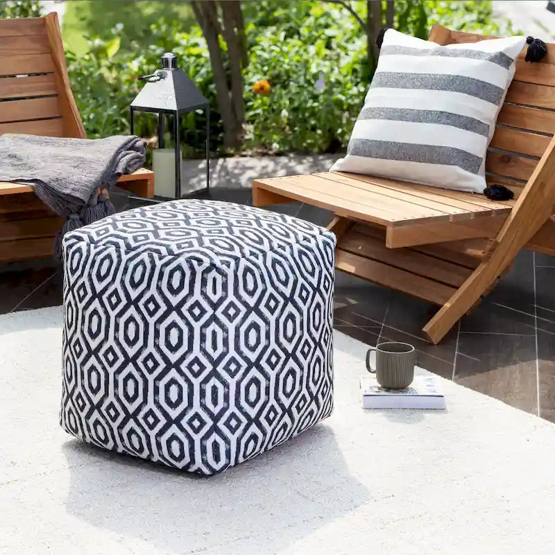 Indoor/Outdoor Square Pouf Ottoman 18x18