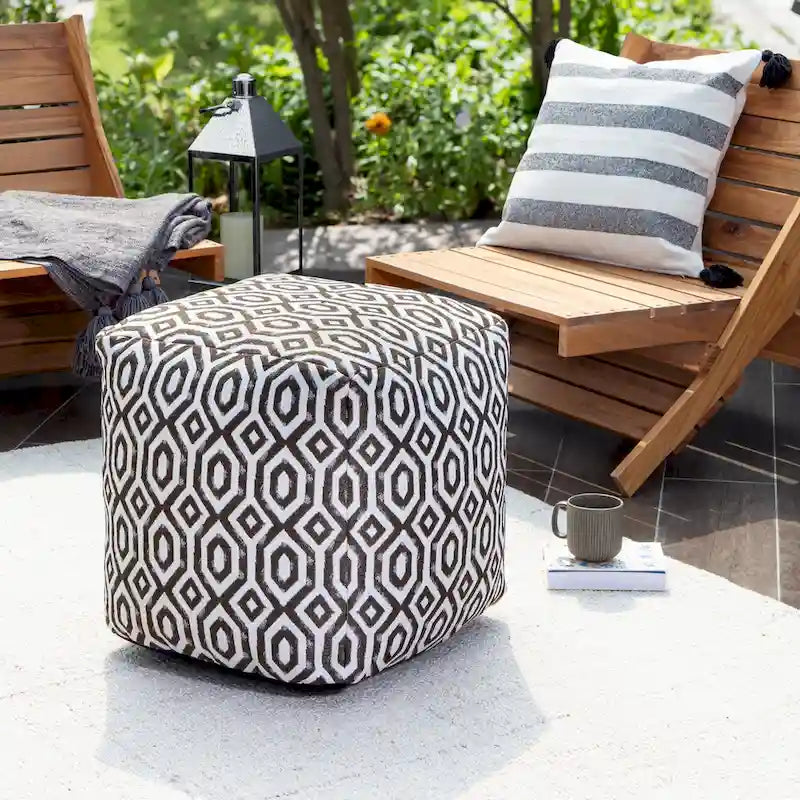 Indoor/Outdoor Square Pouf Ottoman 18x18