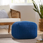 Cotton Knit Square Pouf