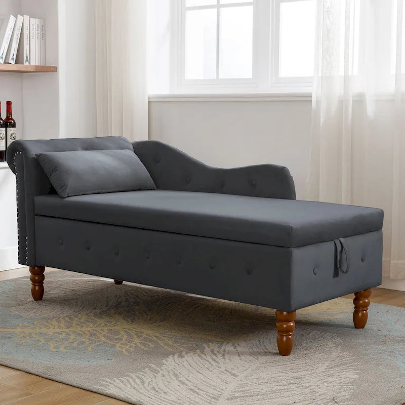Fluwelen Chaise Longue met Opbergruimte en Kussen