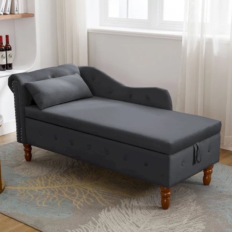 Fluwelen Chaise Longue met Opbergruimte en Kussen