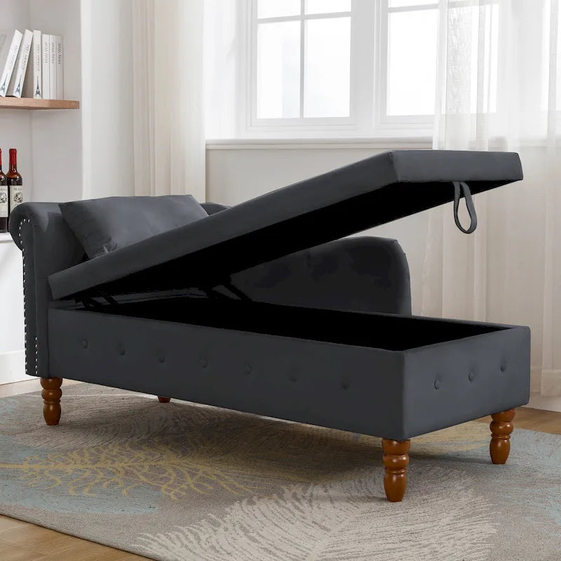 Fluwelen Chaise Longue met Opbergruimte en Kussen