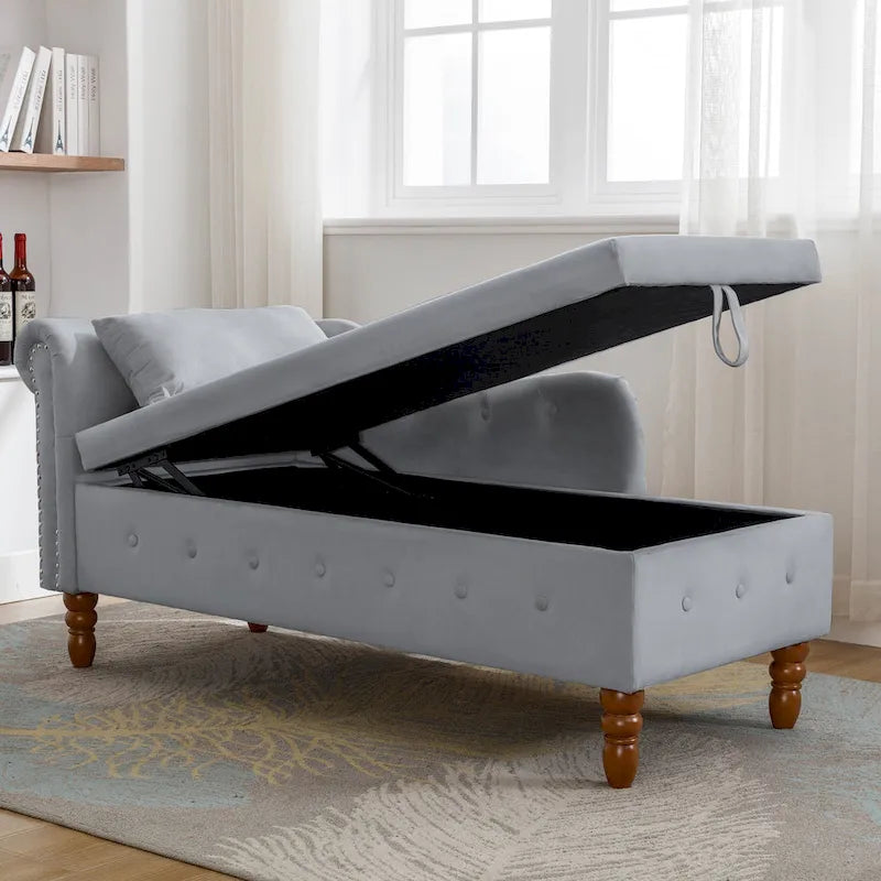 Fluwelen Chaise Longue met Opbergruimte en Kussen