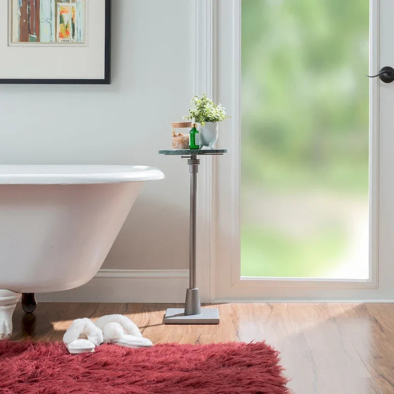 Adjustable Drink Table with Marble Top