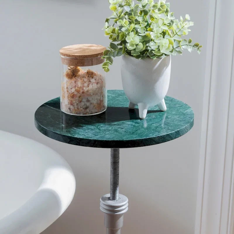 Adjustable Drink Table with Marble Top