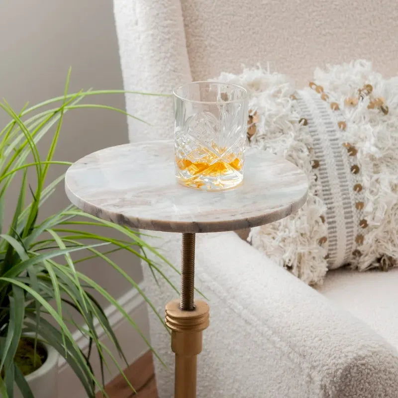 Adjustable Drink Table with Marble Top