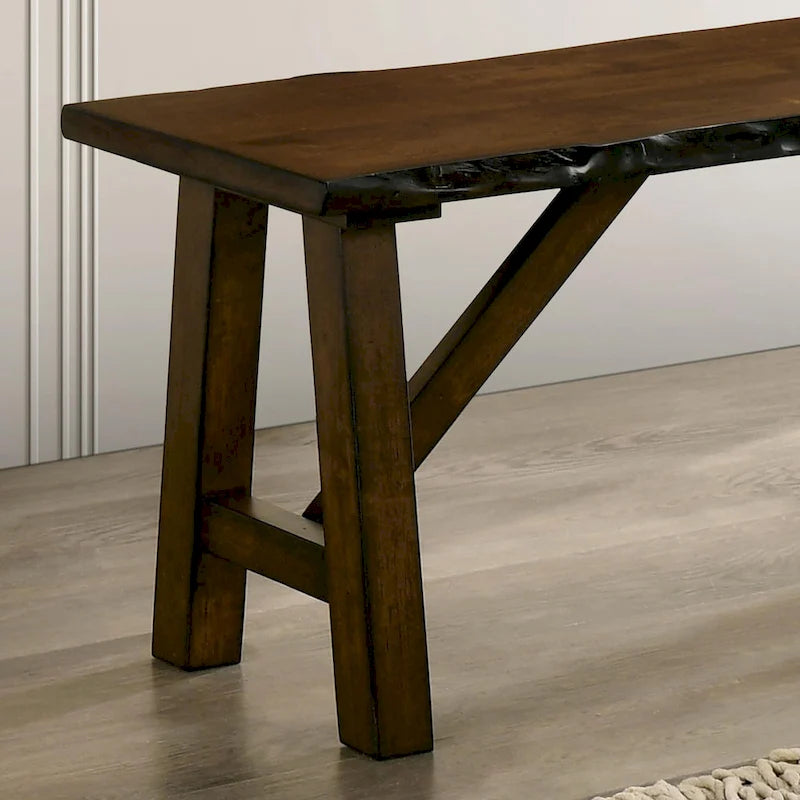 Rustic Farmhouse Live Edge Wood Dining Bench