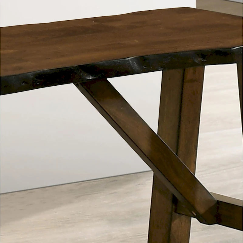 Rustic Farmhouse Live Edge Wood Dining Bench