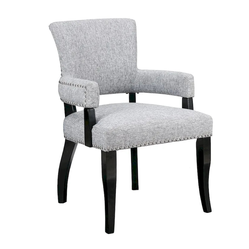 Upholstered Arm Dining Chair with Nail-Head Trim