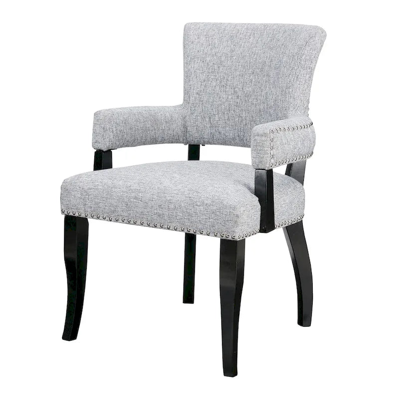 Upholstered Arm Dining Chair with Nail-Head Trim