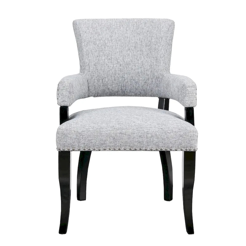 Upholstered Arm Dining Chair with Nail-Head Trim