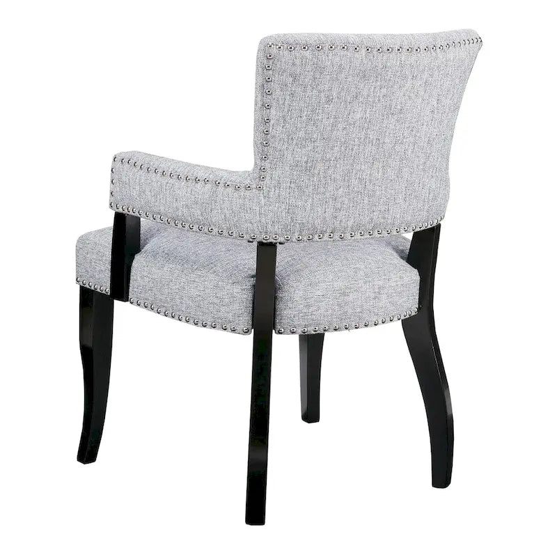 Upholstered Arm Dining Chair with Nail-Head Trim