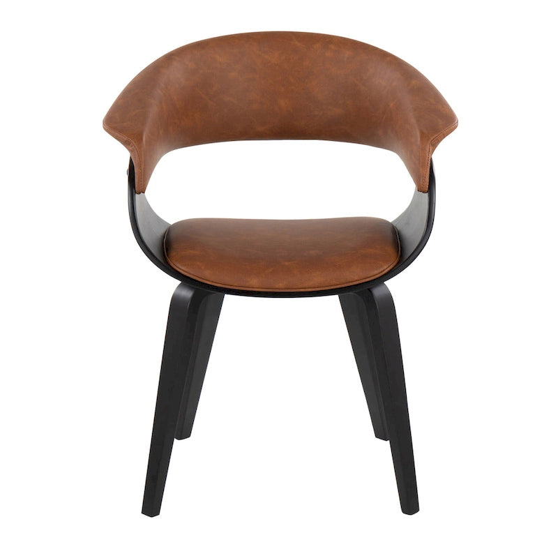 Mid-century moderne fauteuil met gestoffeerde zitting