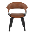 Mid-century moderne fauteuil met gestoffeerde zitting
