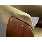 Mid-century moderne fauteuil met gestoffeerde zitting